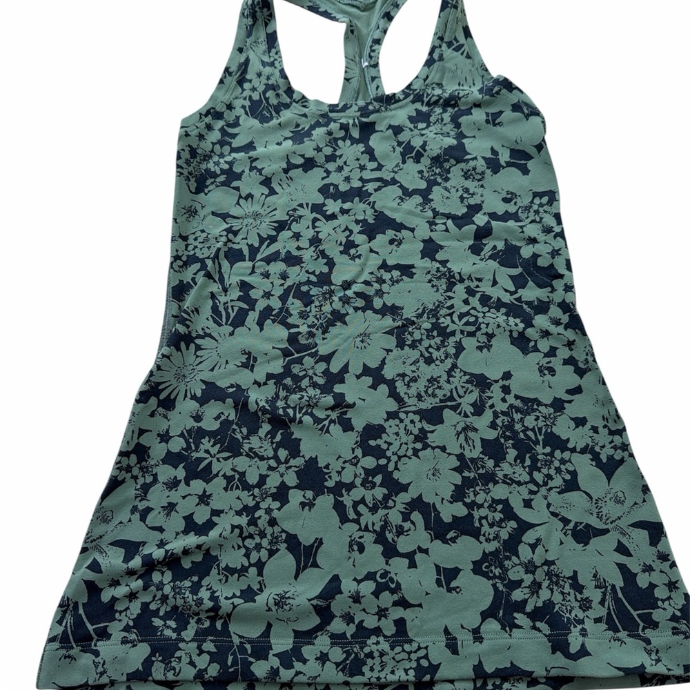 Lululemon Athletica Floral Tank Top - Green and Black Small